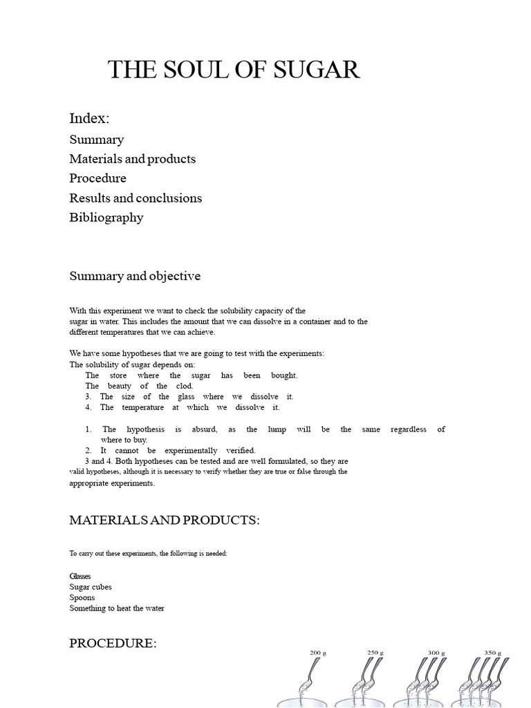 The Solubility of Sugar | PDF