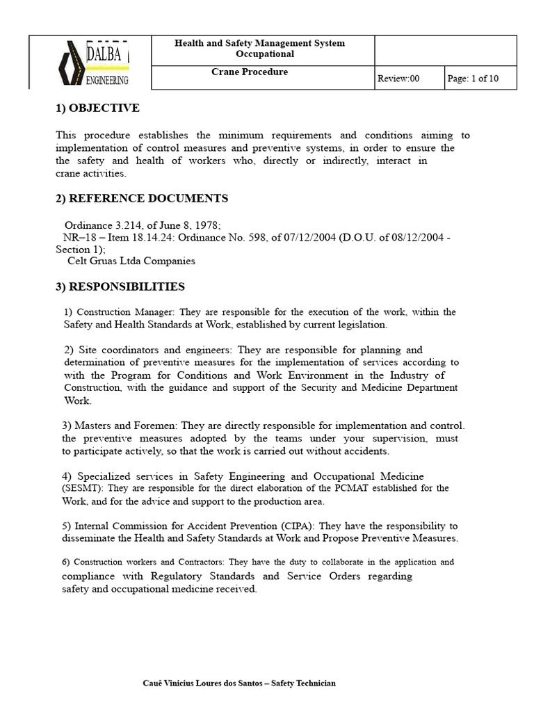 Crane Safety Procedure | PDF | Crane (Machine) | Occupational Safety ...