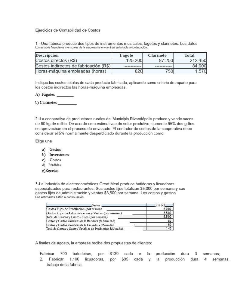 Ejercicios Prácticos de Contabilidad de Costos | PDF | Economias