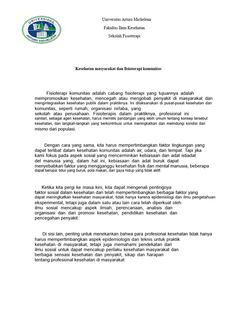Fisioterapi Komunitas dan Kesehatan Masyarakat | PDF