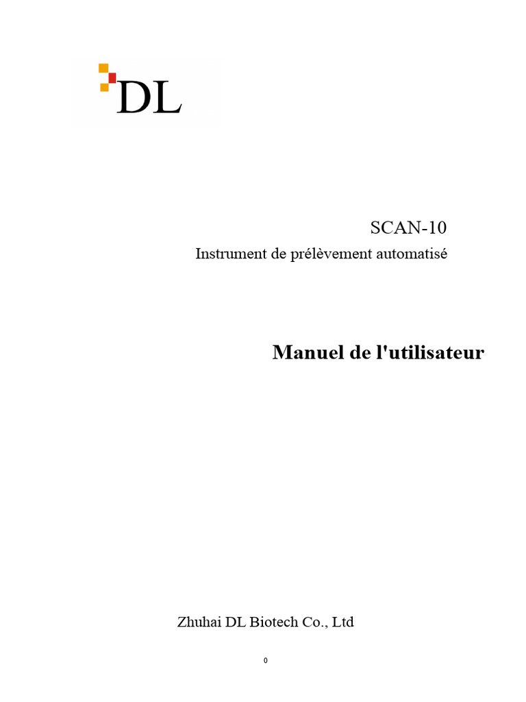 Manuel D'opération de L'instrument de Prélèvement Automatisé DL-SCAN-10 ...