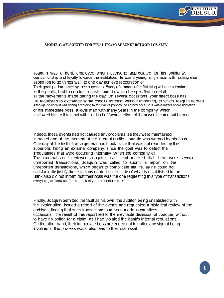 Misunderstood Loyalty in Banking Ethics | PDF | Morality | Conscience
