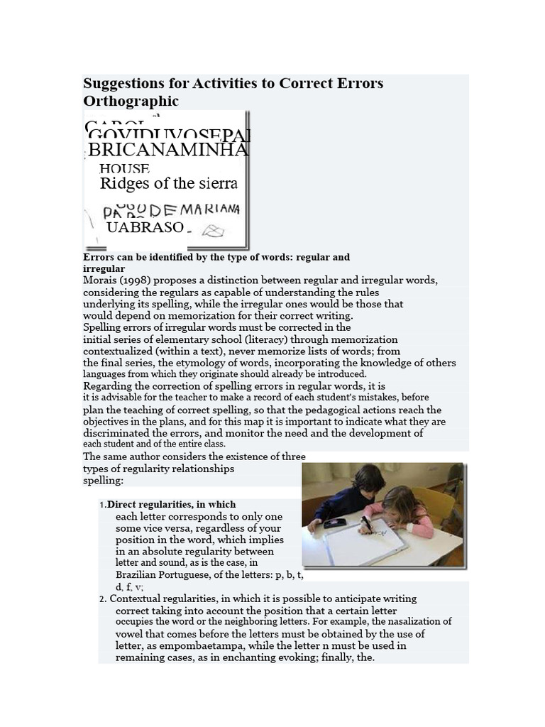 Activities for Correcting Spelling Errors | PDF | Spelling | Stress ...