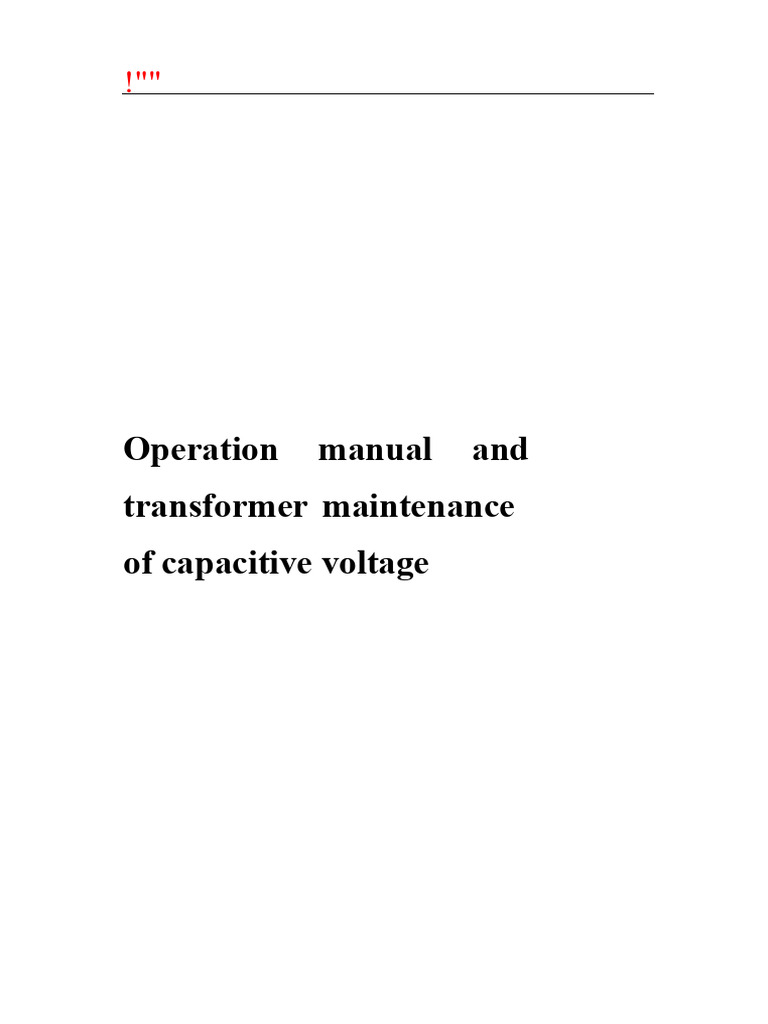 Capacitive Voltage Transformer Manual | PDF | Capacitor | Transformer