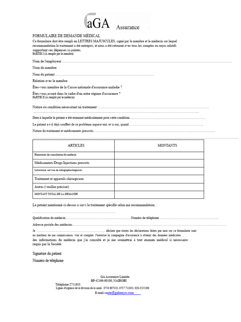 Formulaire de Réclamation Médicale | PDF | Médecine | Soins de santé
