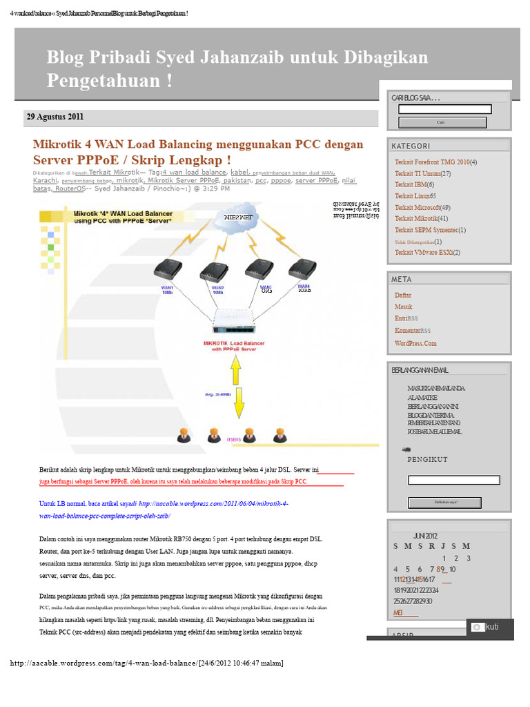 Mikrotik 4 WAN Load Balancing PCC | PDF