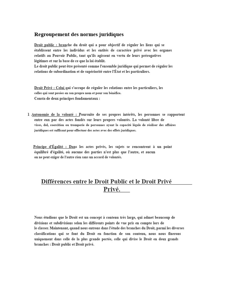 Droit Public vs Droit Privé : Normes Juridiques | PDF | Loi | Loi ...