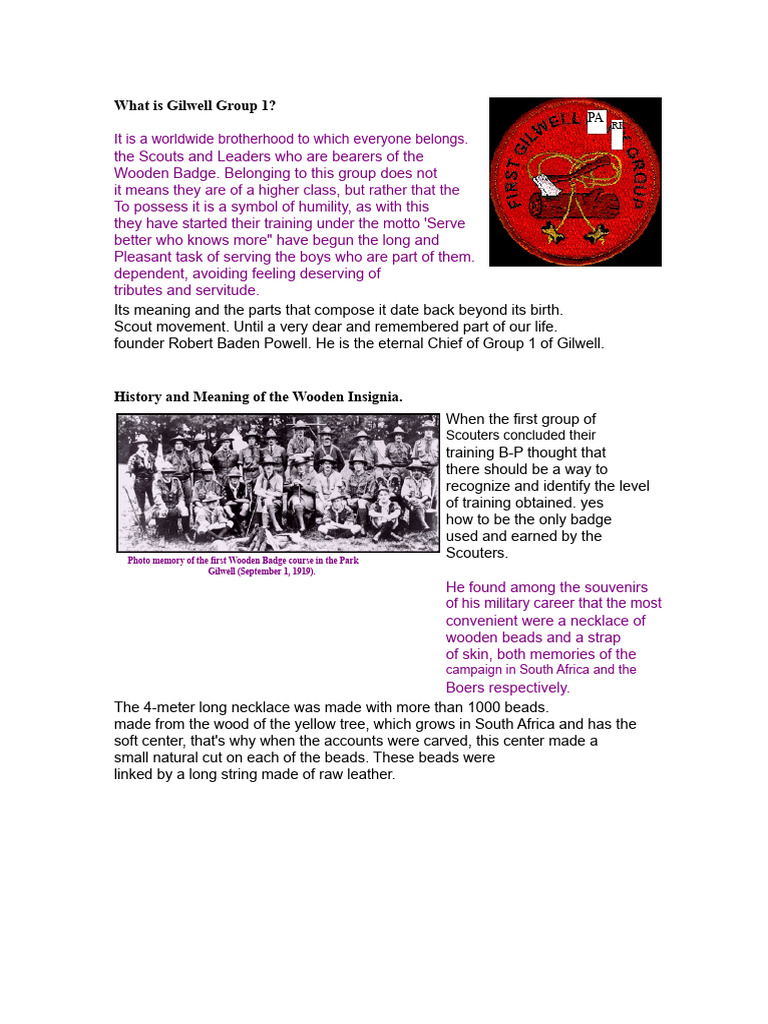 Understanding Gilwell Group 1 History | PDF | Scouting | Scarf