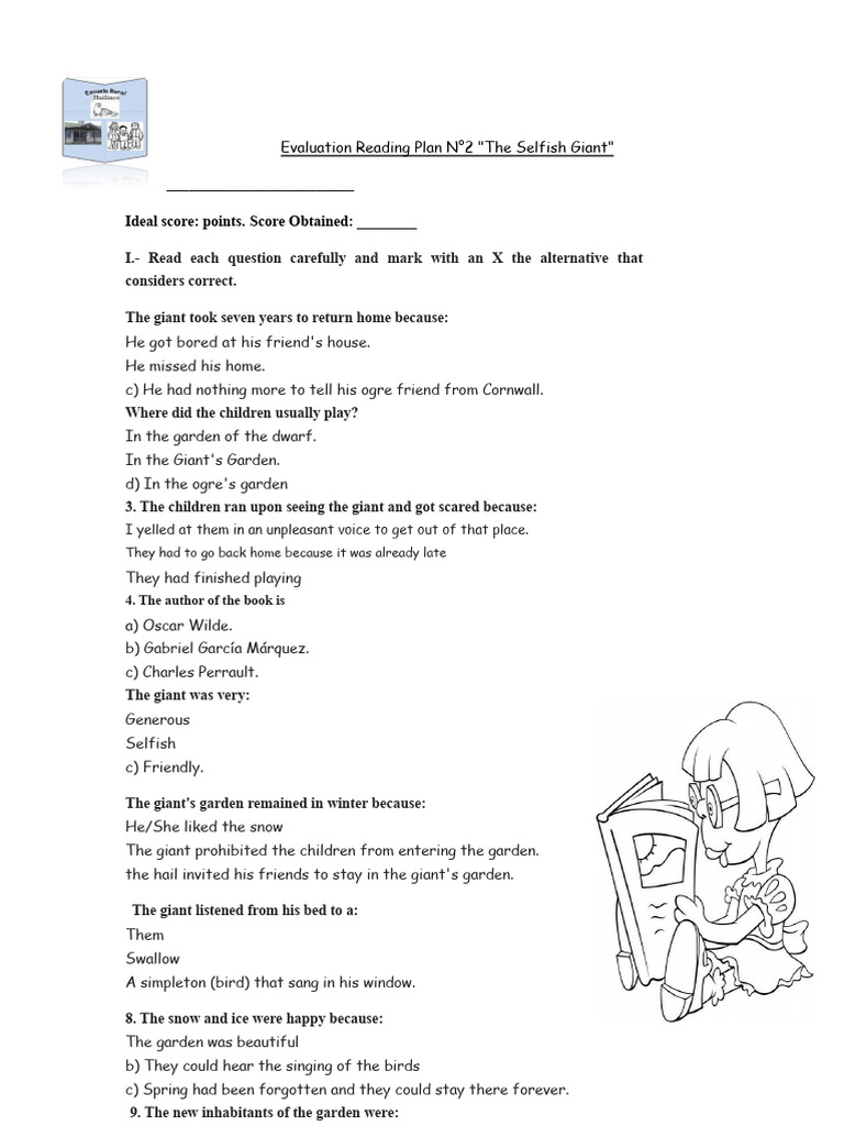 Reading Plan Test The Selfish Giant | PDF | The Happy Prince And Other ...