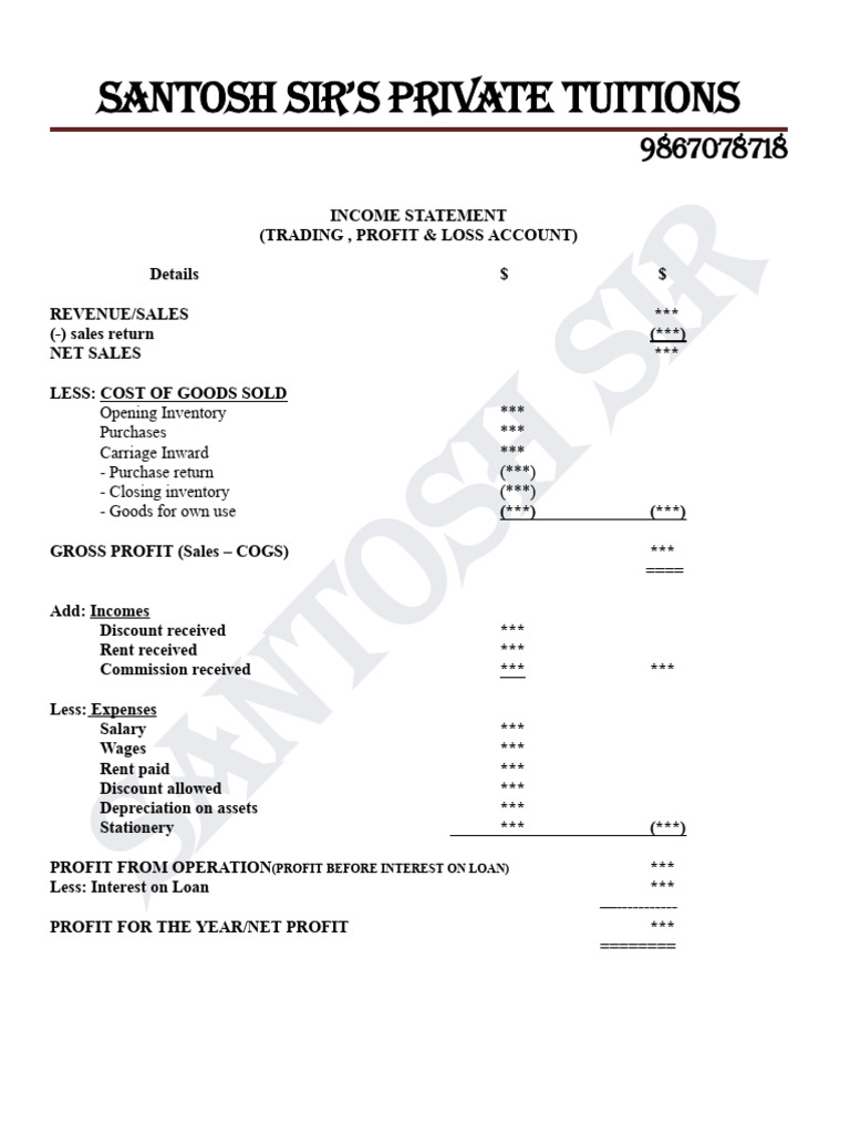 Final Account Format | PDF