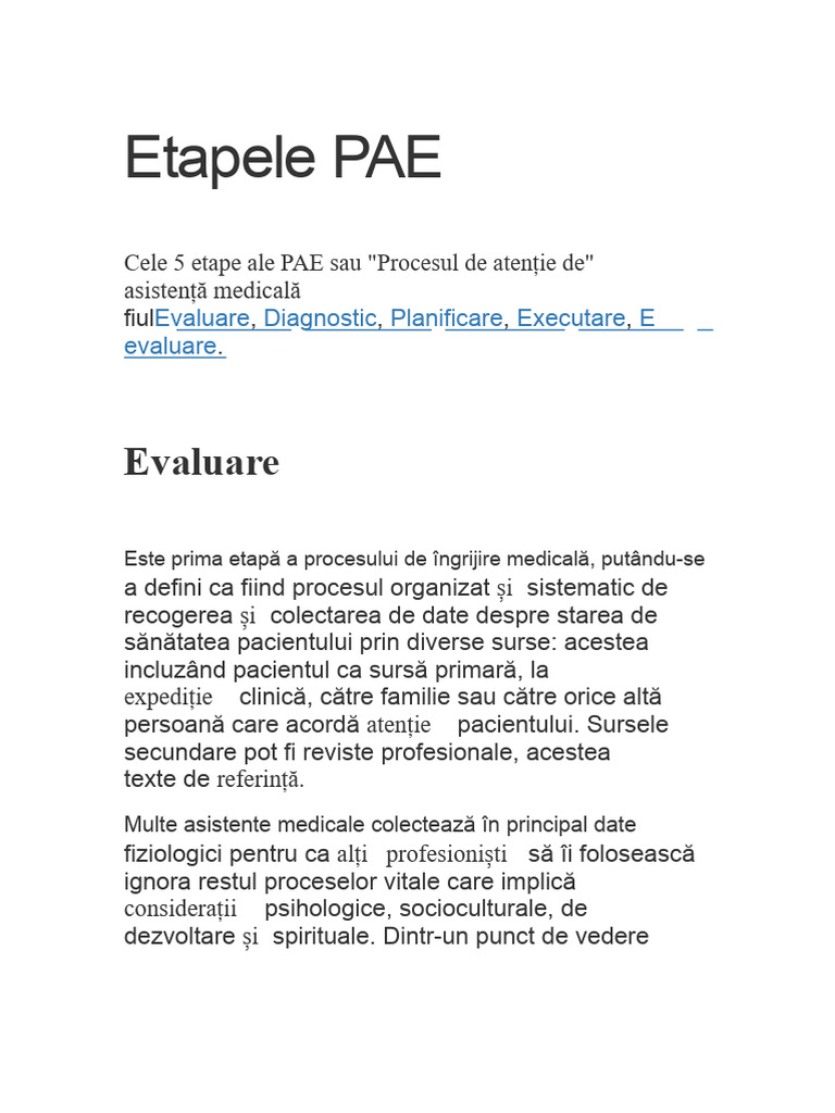 Etapele PAE | PDF