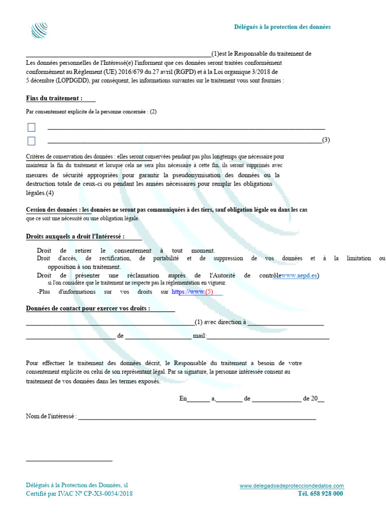 Formulaire de Consentement RGPD | PDF | Vie privée et informatique