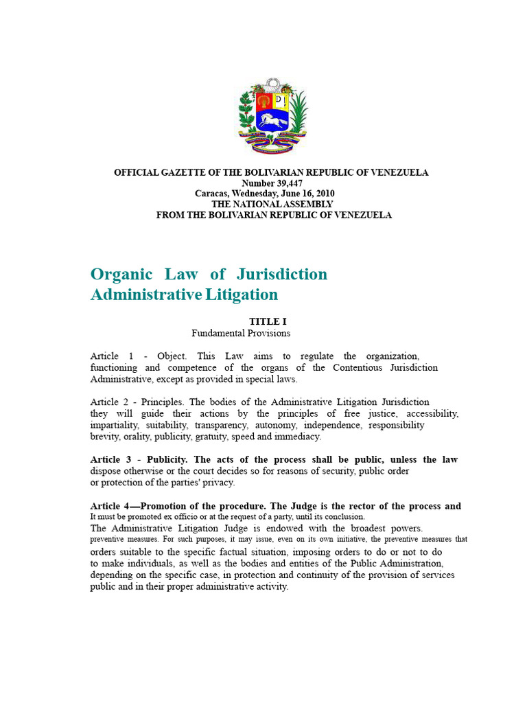Organic Law of The Contentious Administrative Jurisdiction | PDF ...