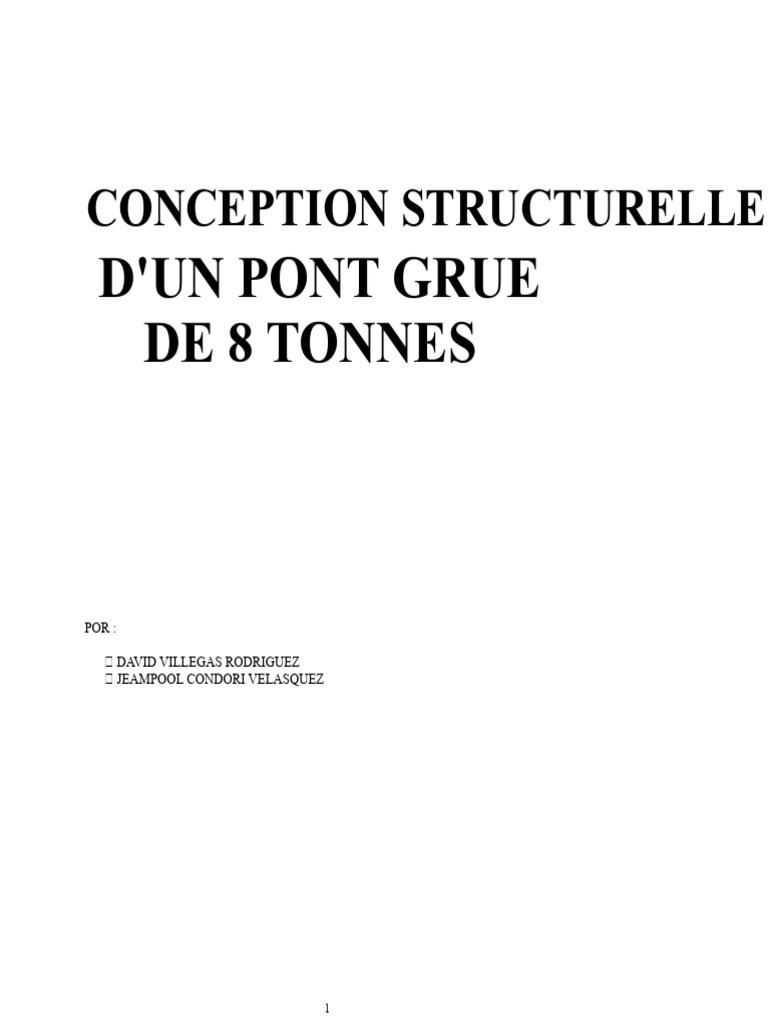 Conception d'un pont grue de 8 tonnes | PDF | Résistance des matériaux ...