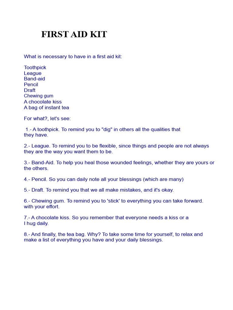 Essential Items for a First Aid Kit | PDF