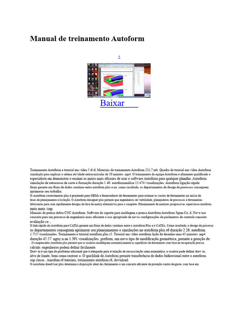 Treinamento e Tutoriais do Autoform | PDF | Programas | Informática