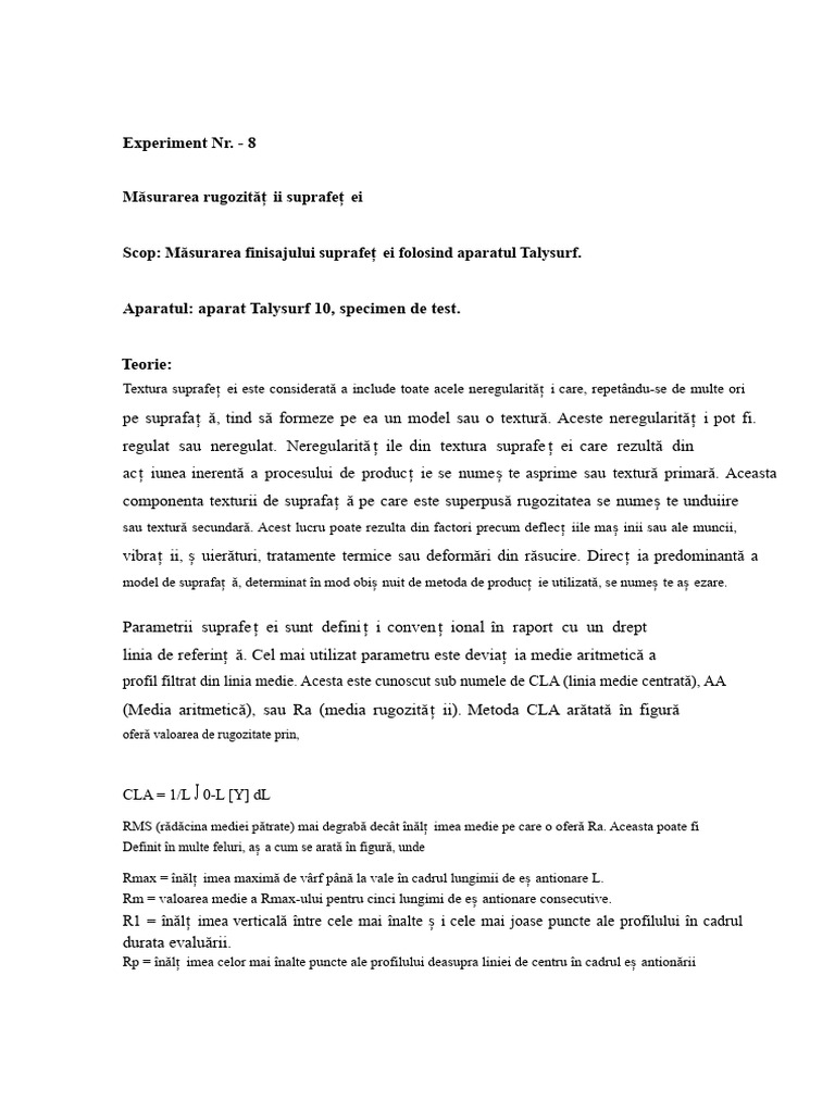 Tester de Rugozitate A Suprafeței | PDF