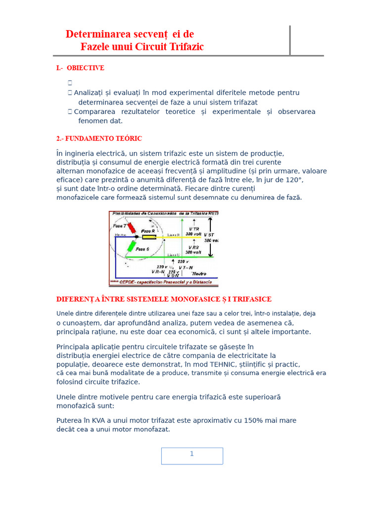 Secvența Fazelor Într-Un Sistem Trifazic | PDF