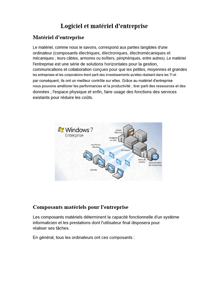 Matériel et composants informatiques d'entreprise | PDF | Mémoire ...
