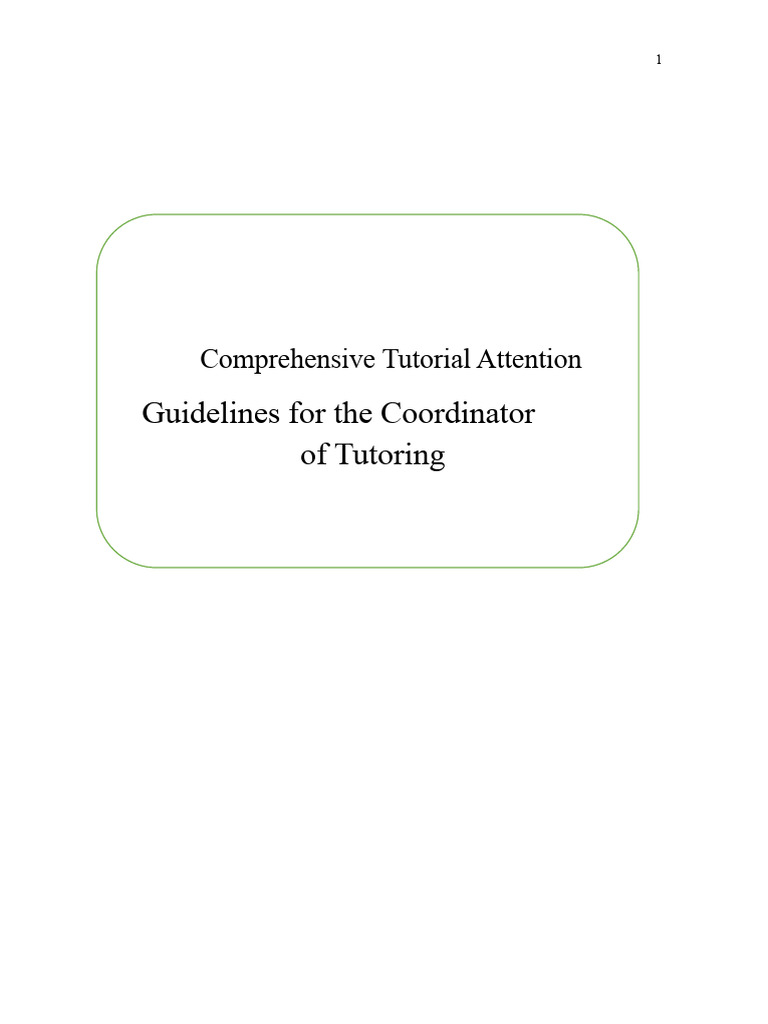 Comprehensive Tutorial Care Guidelines | PDF | Teachers | Empathy