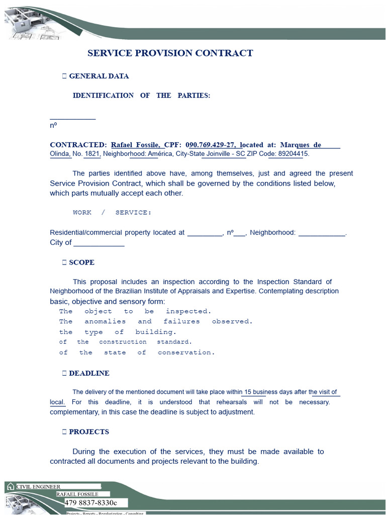 1 - Contract Model - NEIGHBORHOOD CAUTIOUS INSPECTION | PDF