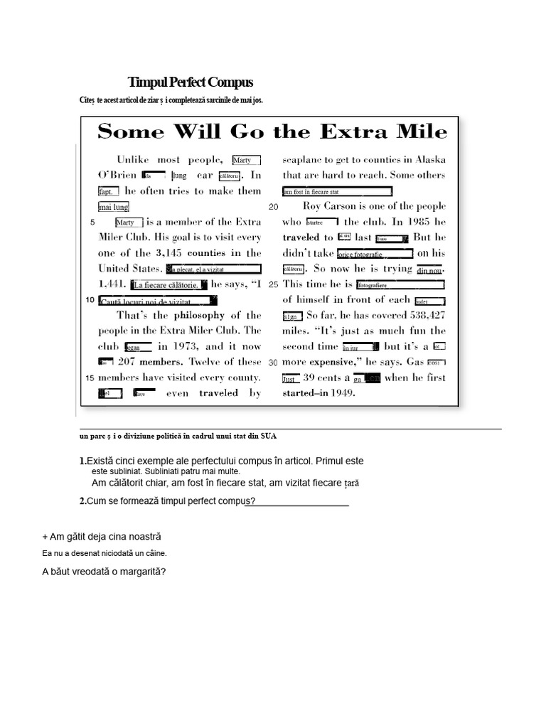 Exerciții Prezent Perfect 1 PDF | PDF