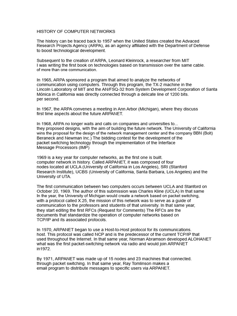 Evolution of Computer Networks History | PDF | Computer Network | Local ...