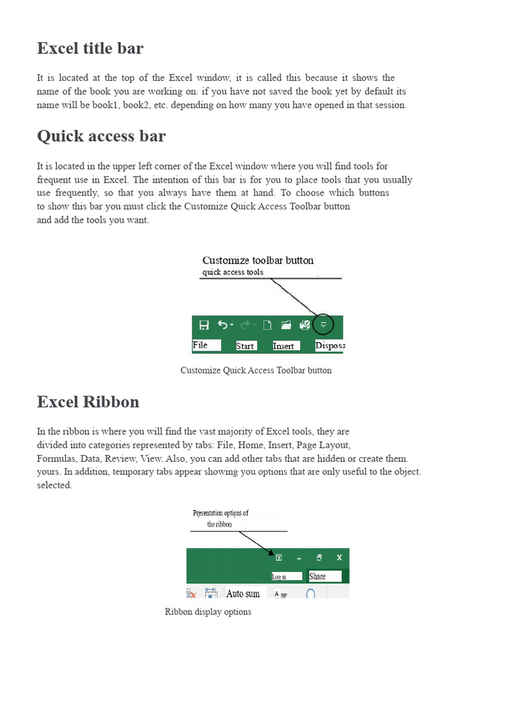 Components of Excel 2019 Window | PDF | Microsoft Excel | Window ...