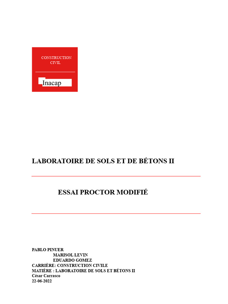 Essai Proctor Modifié en Génie Civil | PDF | Horticulture | Matériaux ...