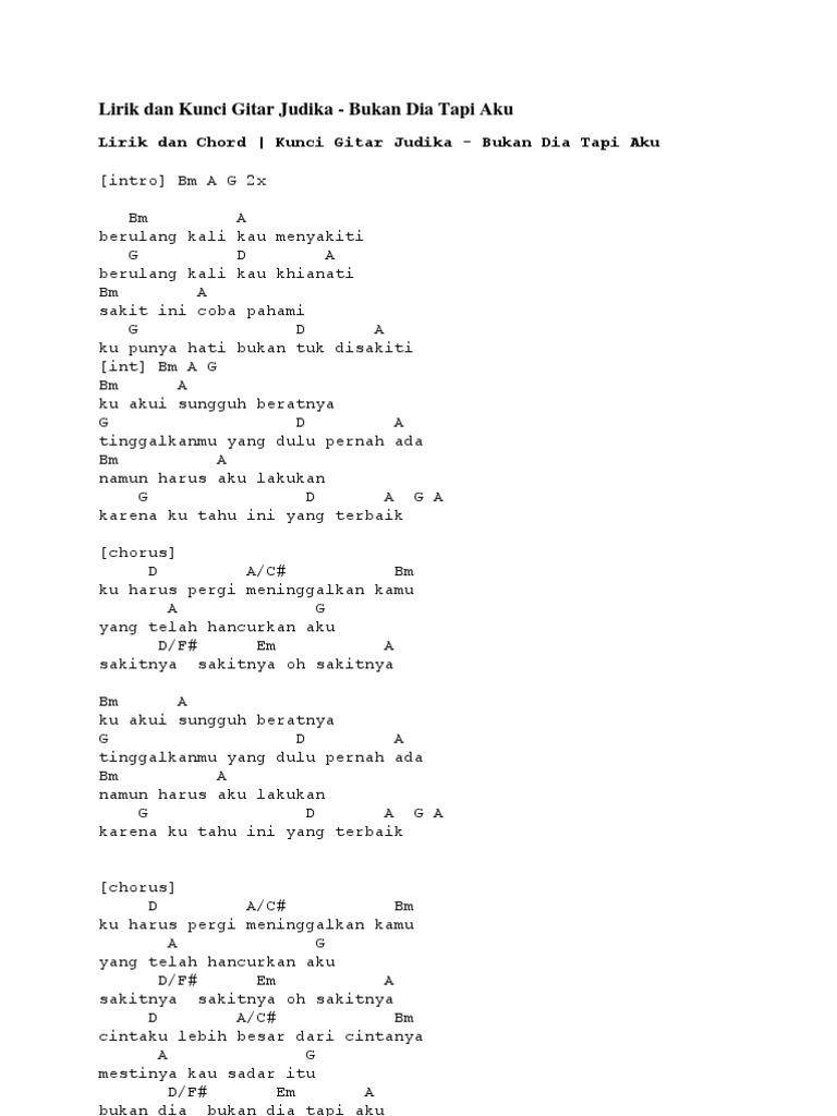 Lirik Dan Kunci Gitar Judika