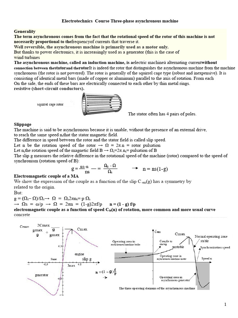 3 Course Asynchronous Machines | PDF | Electric Motor | Manufactured Goods