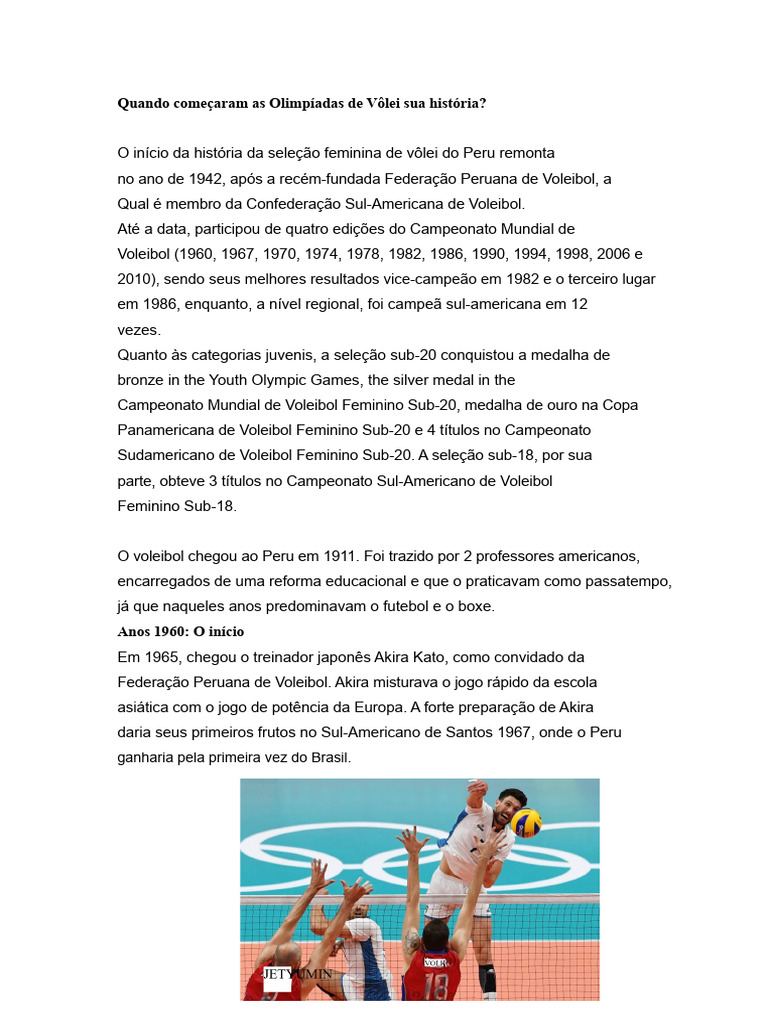 História do Voleibol nas Olimpíadas | PDF | Esportes