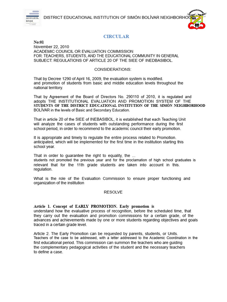 Early Promotion Regulations for Students | PDF | Teachers | Evaluation