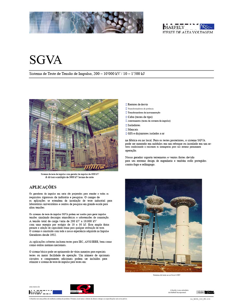 Sistema SGVA: Teste de Tensão de Impulso | PDF | Rede elétrica | Resistor