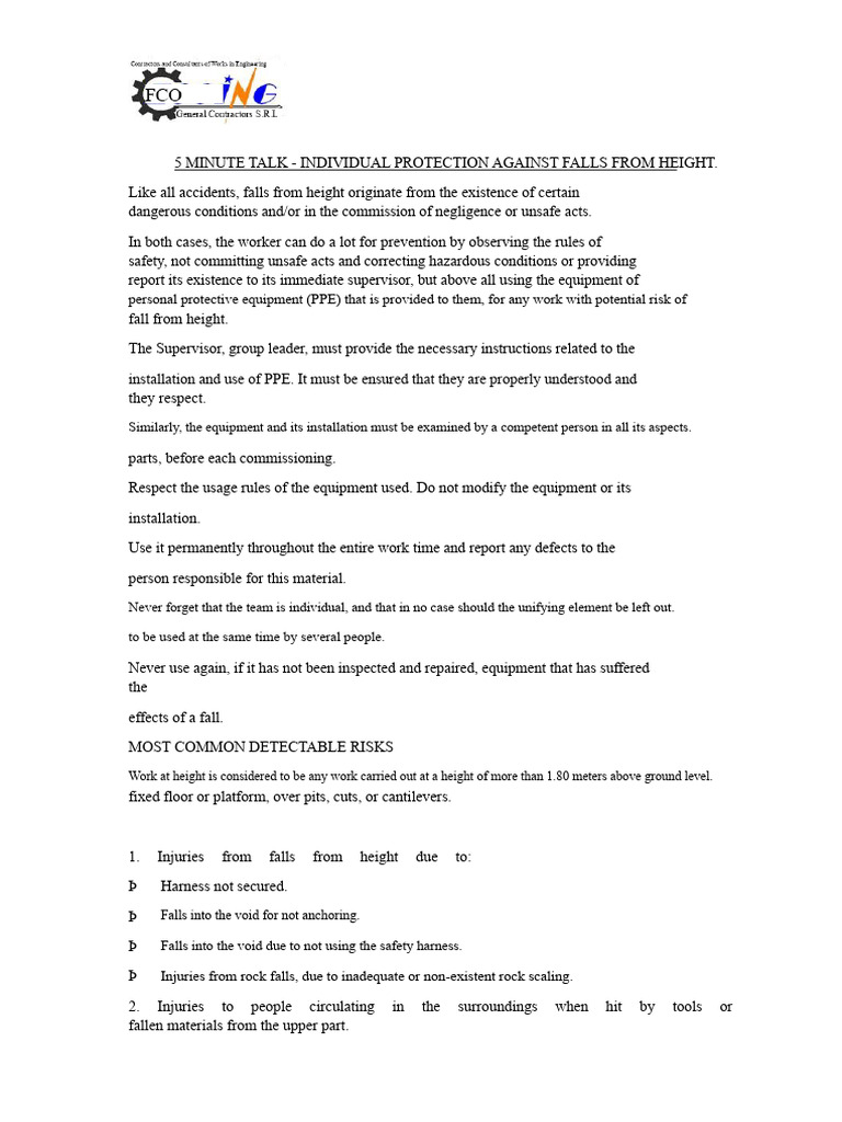 Fall Protection Guidelines for Workers | PDF | Personal Protective ...