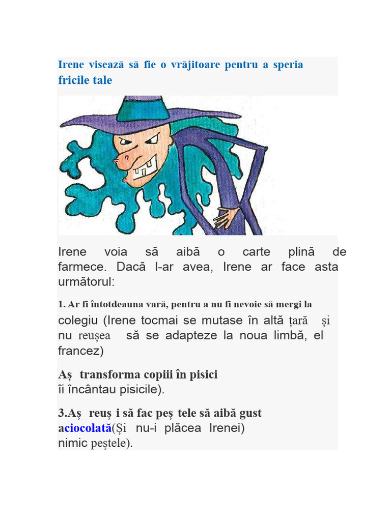 Irene Vrea Să Fie Vrăjitoare | PDF