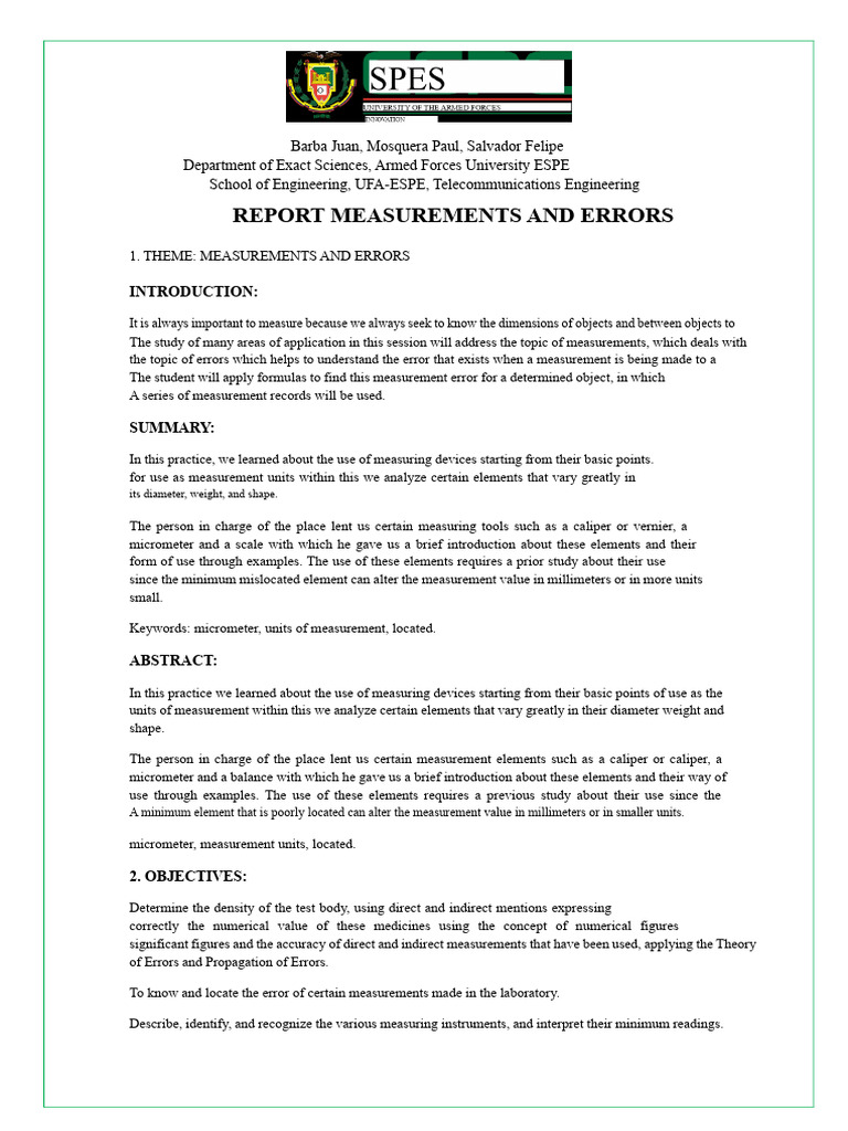 Measurements and Errors in Engineering | PDF | Measurement | Accuracy ...