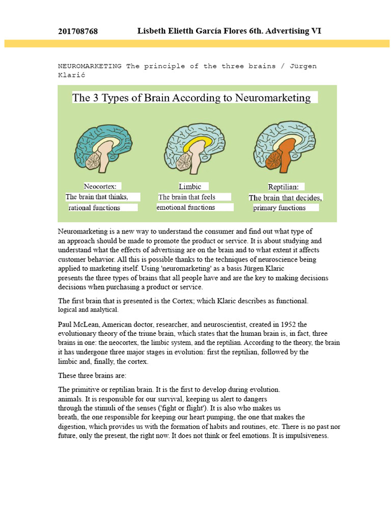 NEUROMARKETING The Principle of The Three Brains | PDF | Mental ...