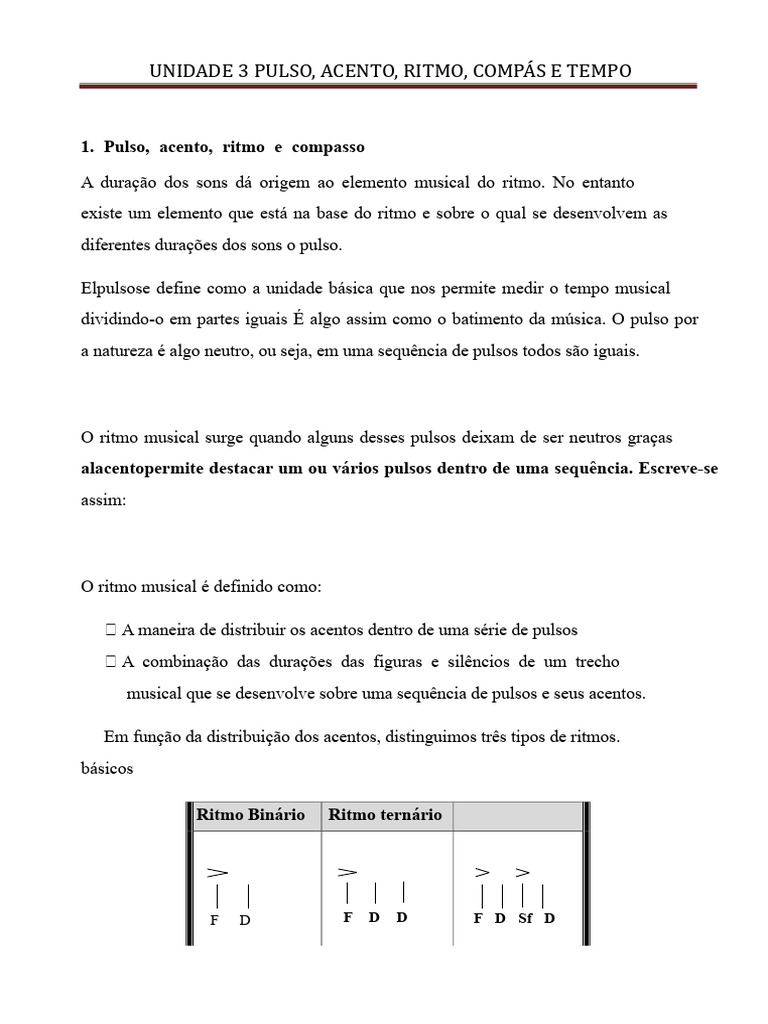 Pulso e Acento no Ritmo Musical | PDF | Teoria da Música | Notação musical