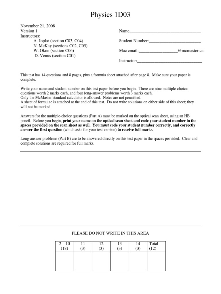 Test 2 2008 | PDF | Force | Momentum