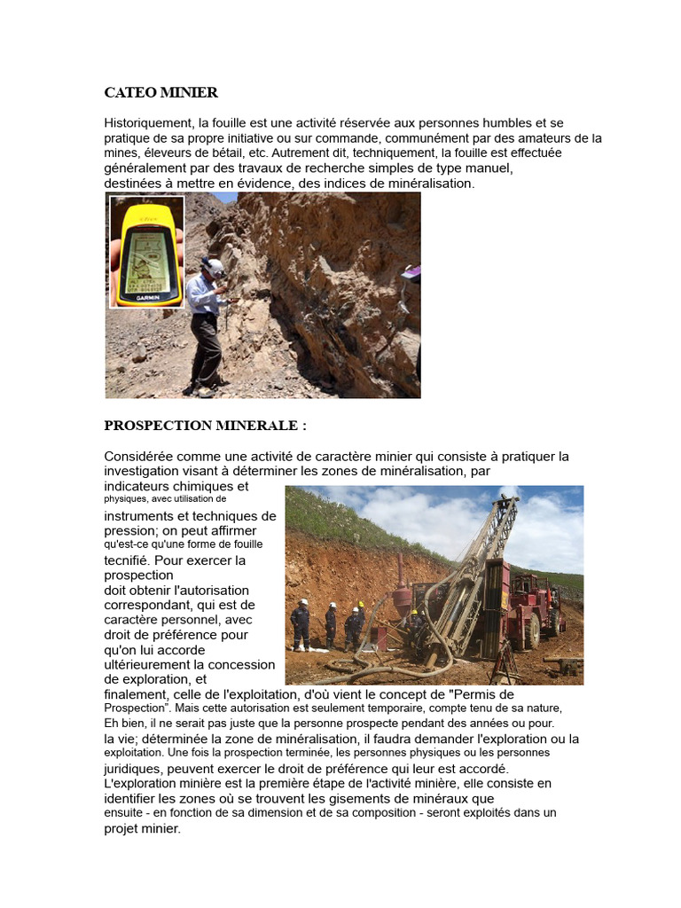 Exploration et prospection minière expliquées | PDF | Exploitation ...