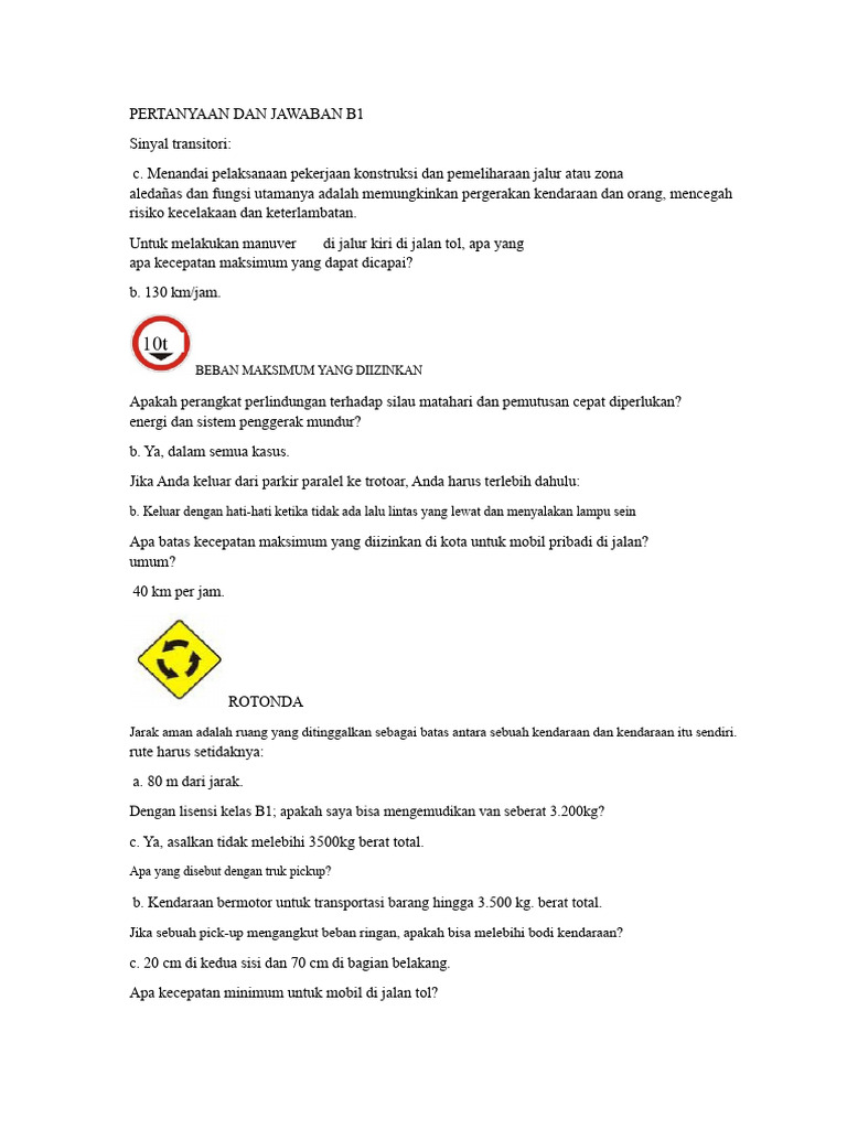 Pertanyaan Umum Ujian SIM B1 | PDF