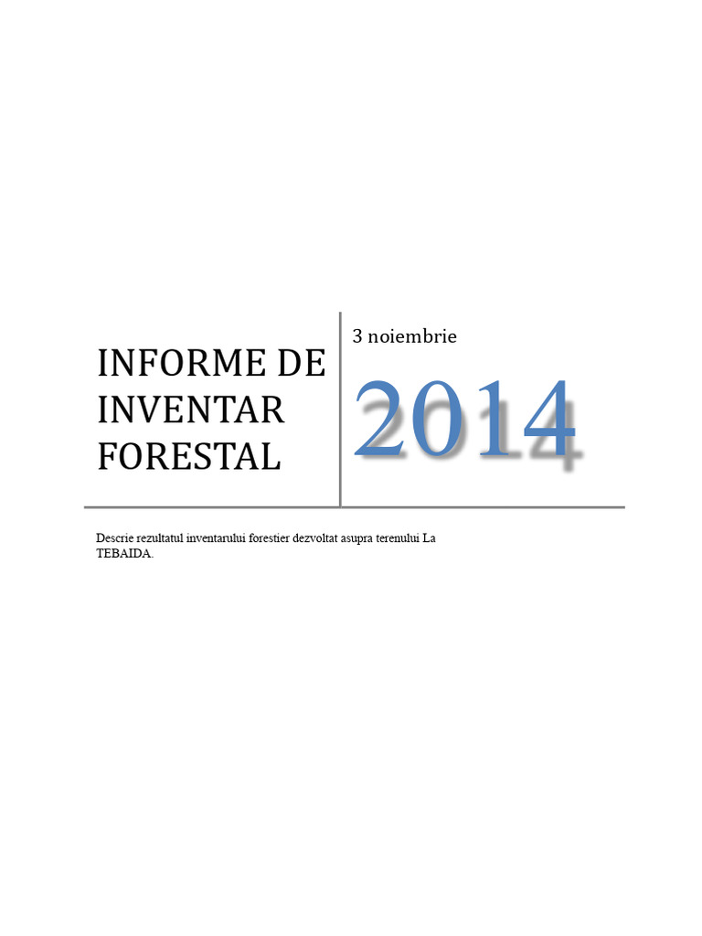 Raport de Inventar Forestier | PDF