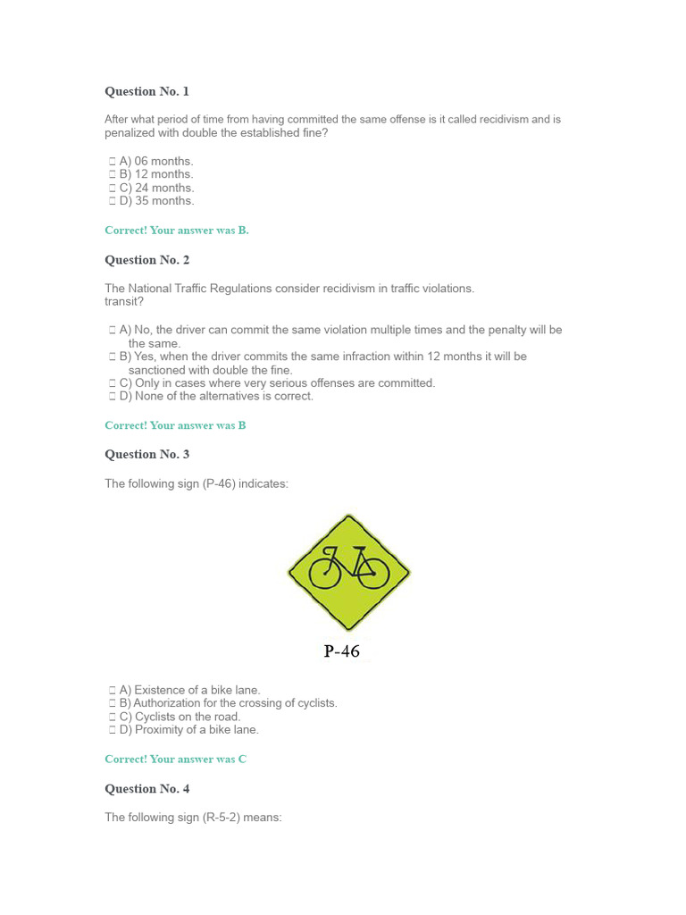 Traffic Regulations and Recidivism Quiz | PDF | Traffic | Road