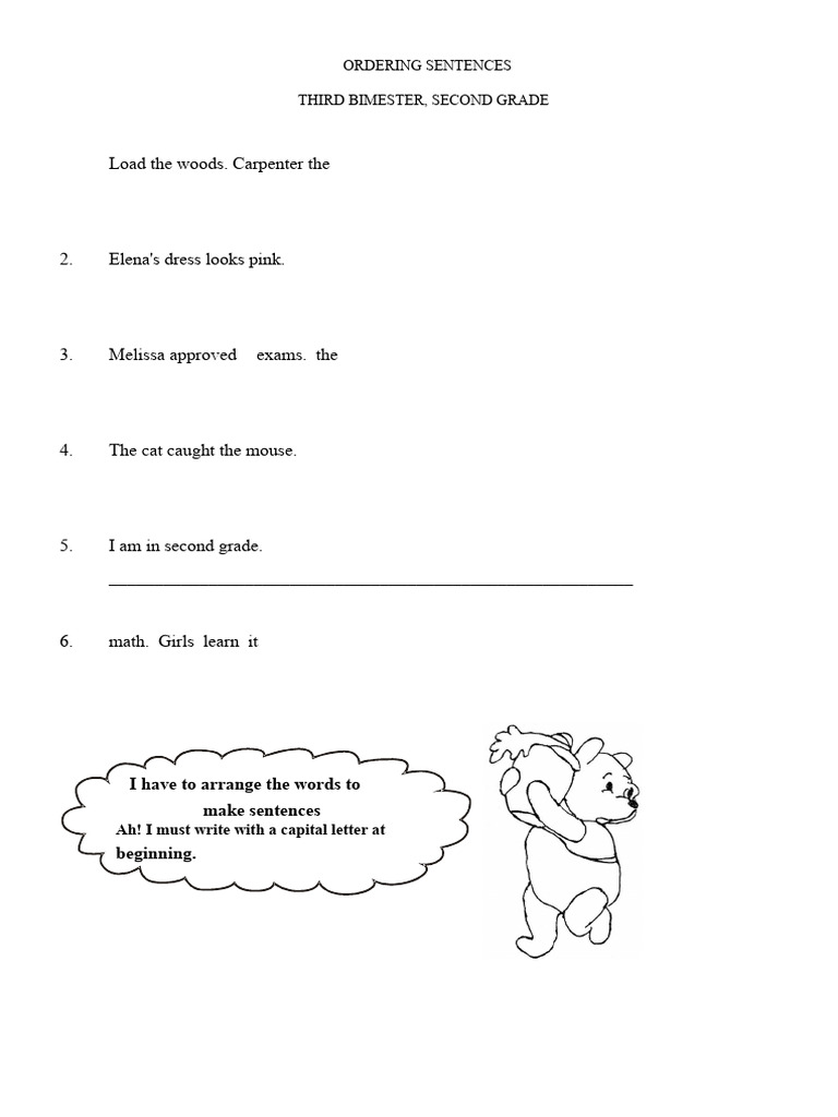 Sentence Ordering Activities for 2nd Grade | PDF
