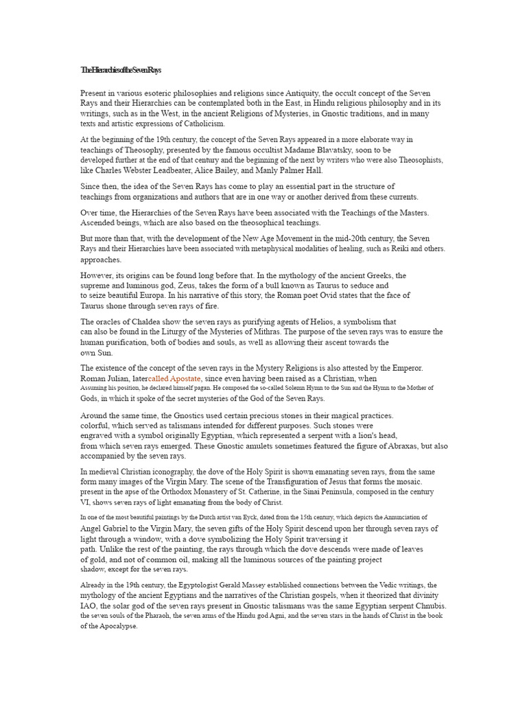 Understanding the Seven Rays Hierarchies | PDF | Theosophy | Ascended ...