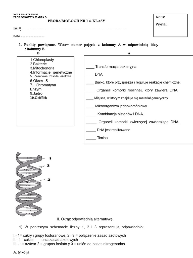 Klasa Szkoły Średniej Test NR 1 | PDF