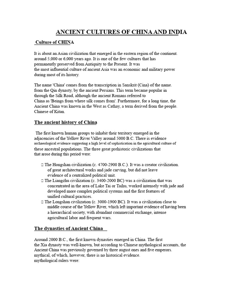 Ancient Cultures of China and India | PDF | History Of China | Chinese ...