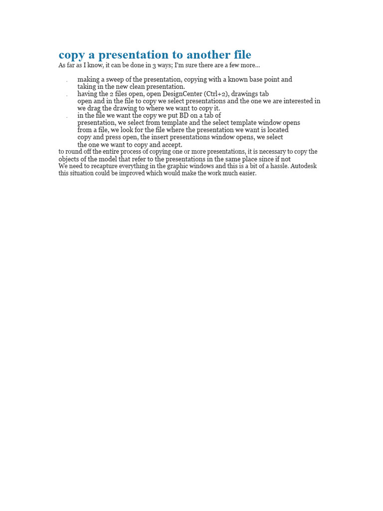 How to Copy Presentations in Autodesk | PDF