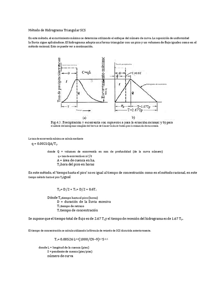 Hidrograma Triangular SCS: Método y Cálculos | PDF | Agua subterránea ...